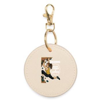 Bouldering instead of therapy – Funny climbing shirt - Round Keyring - oyster - Front