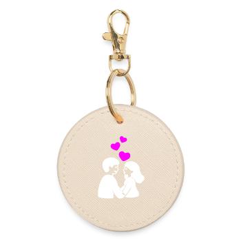 In Love Couple Heart - Round Keyring - oyster - Front