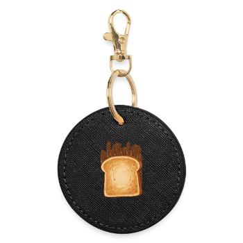 Toast au chocolat à la crème - Porte-clés rond - noir - Devant