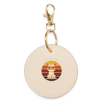 Retro Cool Cat - Round Keyring - oyster - Front