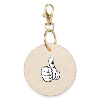 OK thumbs-up hand icon - Round Keyring - oyster - Front