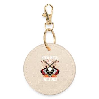 Heavy Metal on - Welt aus - Round Keyring - oyster - Front
