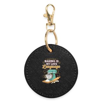Pastry Humor Quote Baking Love Language - Round Keyring - black - Front