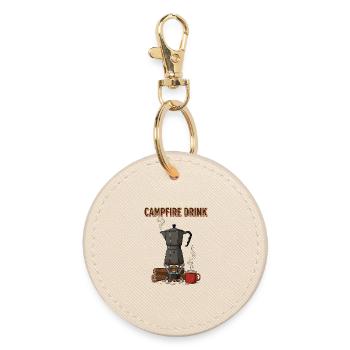 Camping Café Humour Quote Coffee Campfire Drink - Round Keyring - oyster - Front