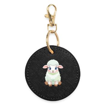 Pastel Lamb Fluffy - Round Keyring - black - Front