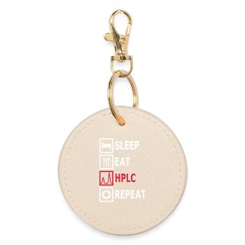 HPLC Performance Chromatography Eat Sleep Repeat - Round Keyring - oyster - Front