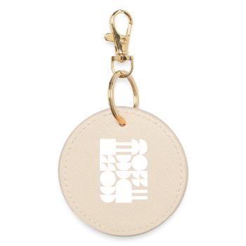 Monochrome Geometric Mosaic - Round Keyring - oyster - Front