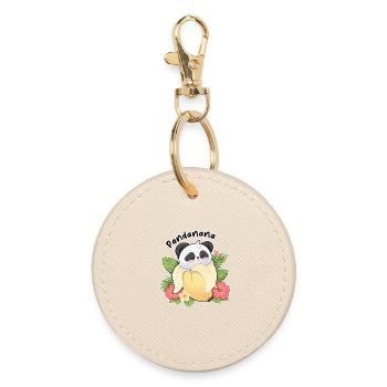 Panda Banane Motiv Niedliches Tier Design - Runder Schlüsselanhänger - Auster - Vorne
