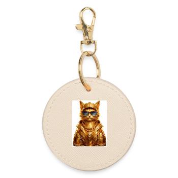_Golden Pharaoh Cat - Luxury Urban Streetwear Styl - Porte-clés rond - huître - Devant