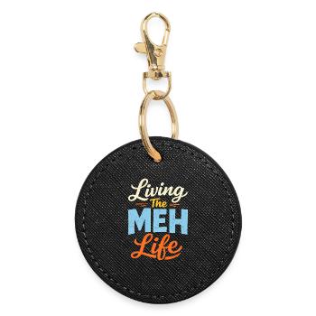 Sarcasm – Enjoying life to the fullest – L - Round Keyring - black - Front