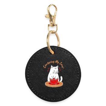 Centrer ma tasse zen de chat d’âme - Porte-clés rond - noir - Devant
