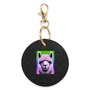 Alpaca - Round Keyring - black - Front