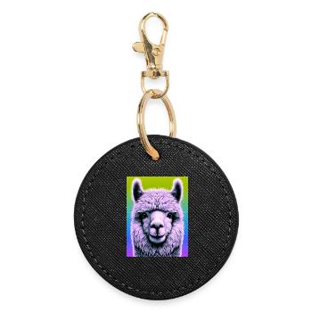 Alpaca - Round Keyring - black - Front