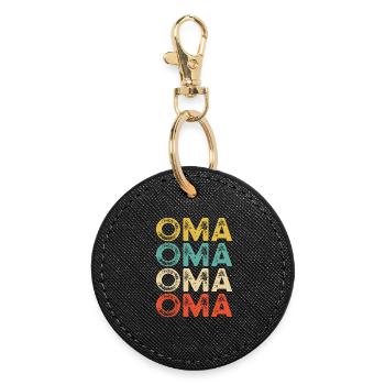 Granny Color Block Typo – Retro Distressed - Round Keyring - black - Front