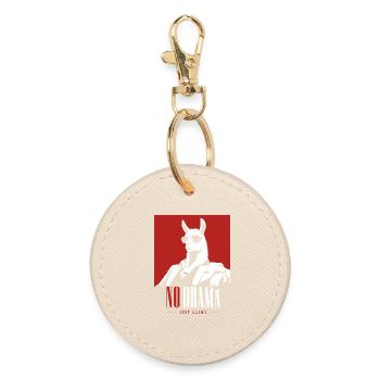 No Drama Just Llama Retro Lama - Round Keyring - oyster - Front