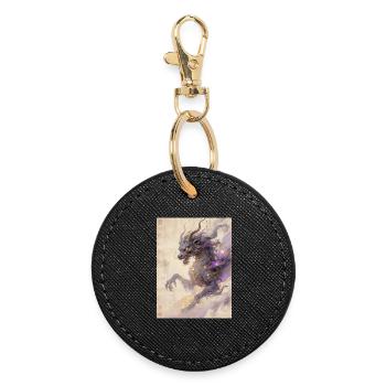 Die violette Apotheose: Qilin Zijin – Harmonie - Runder Schlüsselanhänger - Schwarz - Vorne
