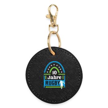 10 Jahre Rugby Jubiläum Rugbyspieler Jubi - Runder Schlüsselanhänger - Schwarz - Vorne