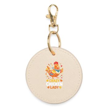 Crazy Chicken Lady - Round Keyring - oyster - Front