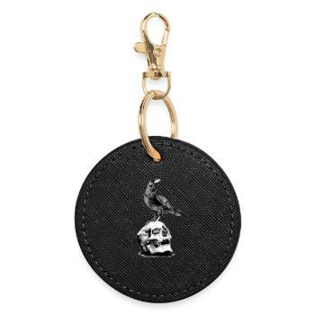 Skull mit Krähe - Runder Schlüsselanhänger - Schwarz - Vorne