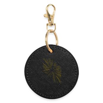 Abstrakte Strahlen / gold / Muster / Linie - Runder Schlüsselanhänger - Schwarz - Vorne