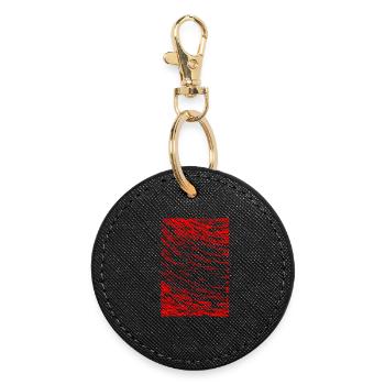 Abstract image / red / pattern / line - Round Keyring - black - Front