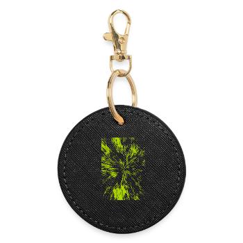Abstract lines / green / line / trend / pattern - Round Keyring - black - Front