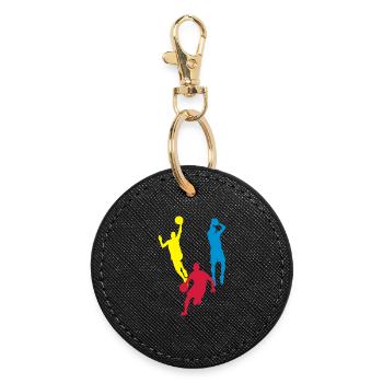 Basket Ball / Basketball / Basktet-Ball / Sport - Runder Schlüsselanhänger - Schwarz - Vorne
