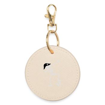 France dab dabbing skeleton soccer football - Round Keyring - oyster - Front