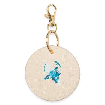 loup bleu lune hurlement illustration animaux de la forêt - Porte-clés rond - huître - Devant