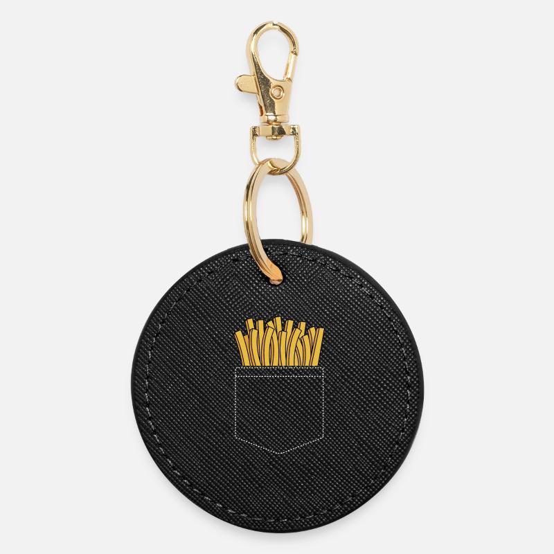chips - Round Keyring - black