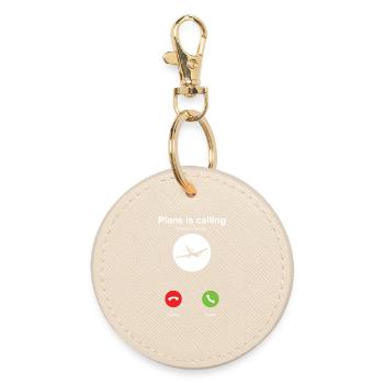 My plane is calling - Round Keyring - oyster - Front