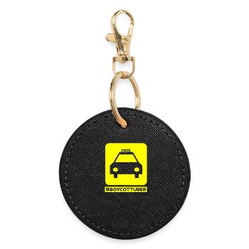 Fahr Taxi Boykott UBER - Runder Schlüsselanhänger - Schwarz - Vorne