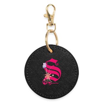 Letter S - Round Keyring - black - Front