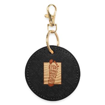 Vacances d’été à la plage Sable - Porte-clés rond - noir - Devant