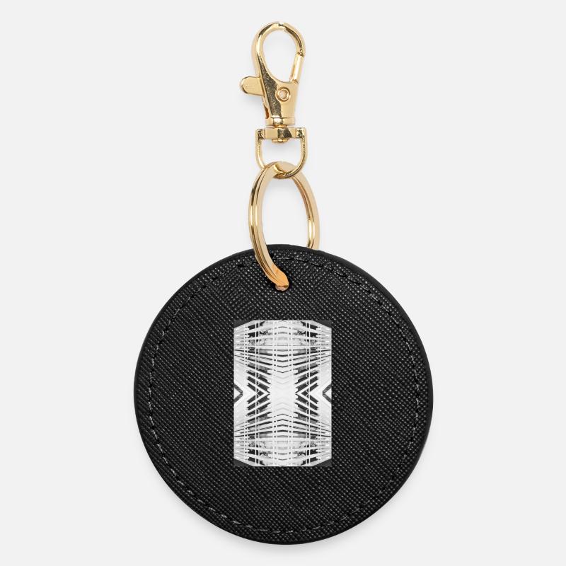 Abstract Wood V.2 - Round Keyring - black