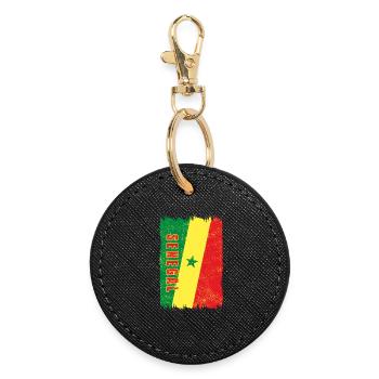 Senegal Flagge - Runder Schlüsselanhänger - Schwarz - Vorne