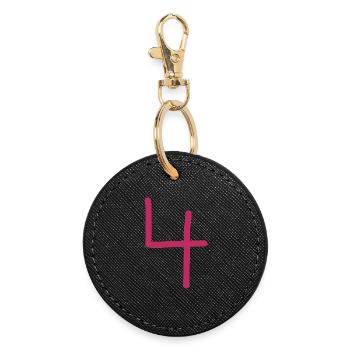 4 Numéro quatre rose numéro rouge Anniversaire - Porte-clés rond - noir - Devant