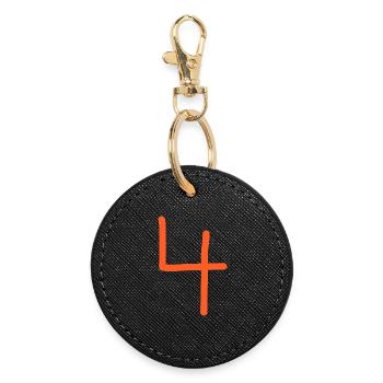 4 Numéro quatre numéro orange anniversaire - Porte-clés rond - noir - Devant