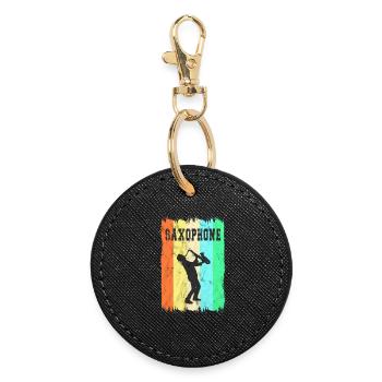 Design de saxophone - Porte-clés rond - noir - Devant
