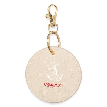 Flamingo (dark) - Round Keyring - oyster - Front