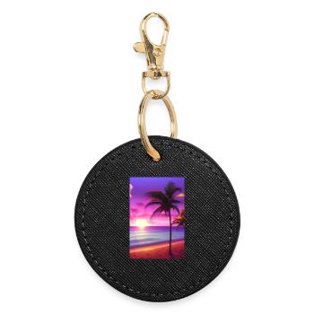 Caribbean Palm Beach - Round Keyring - black - Front