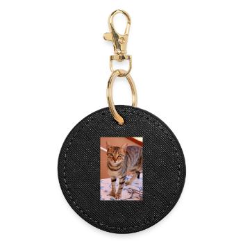 Cat Kitten - Round Keyring - black - Front
