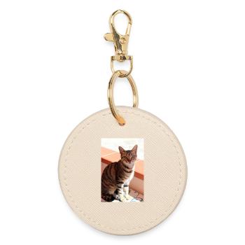 Cat Kitten - Round Keyring - oyster - Front