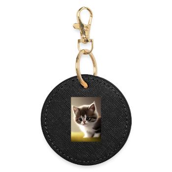 Bébé chat - Porte-clés rond - noir - Devant