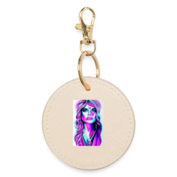 Frau mit Schmuck - Runder Schlüsselanhänger - Auster - Vorne