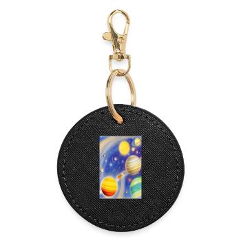 Espace et planètes - Porte-clés rond - noir - Devant