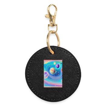 Espace et planètes - Porte-clés rond - noir - Devant