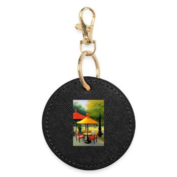 Outdoor Asian Cafe - Round Keyring - black - Front