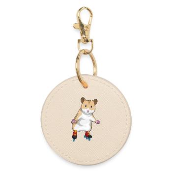 Hamster Inline skating Inline skates - Round Keyring - oyster - Front