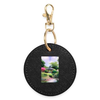 Jardin zen chinois - Porte-clés rond - noir - Devant